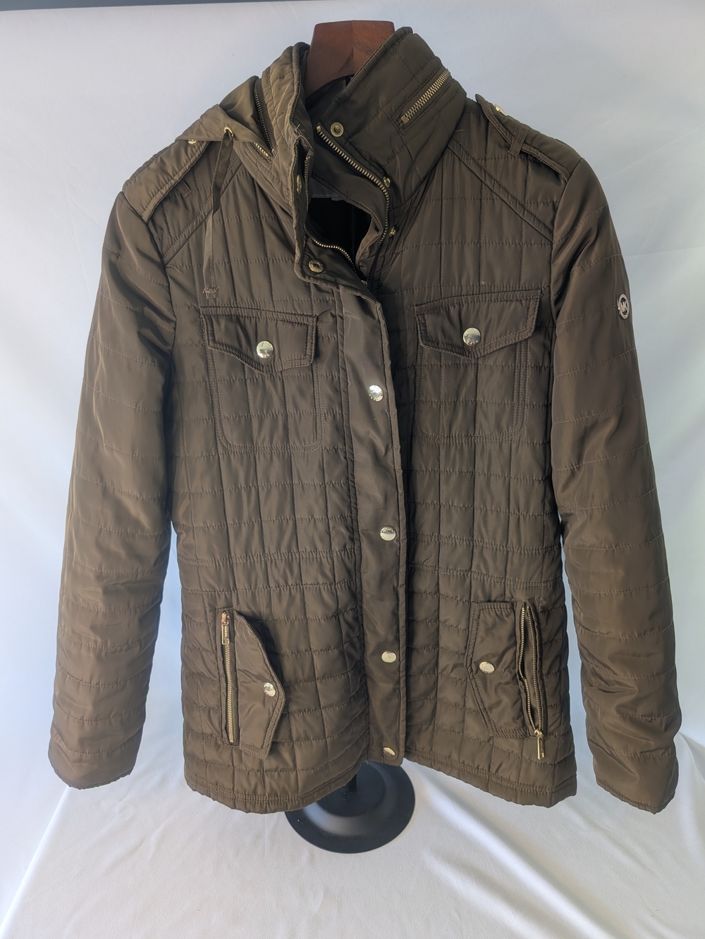 Michael Kors Women's Quilted Olive-Brown Lightweight Winter Jacket